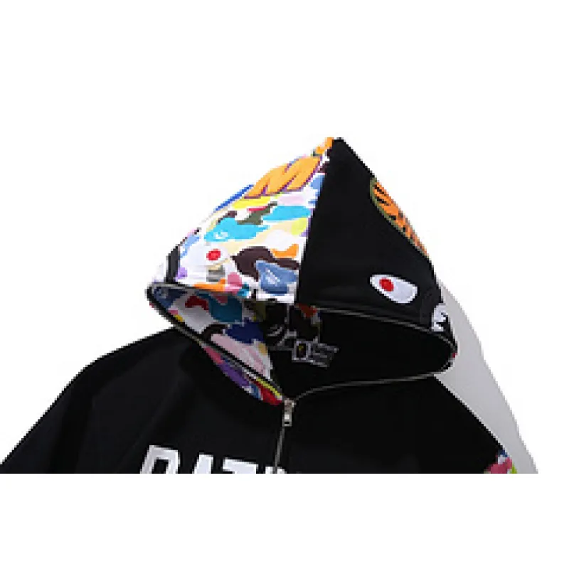 OBO  BAPE Multicolor Camouflage Shark Hoodie Black