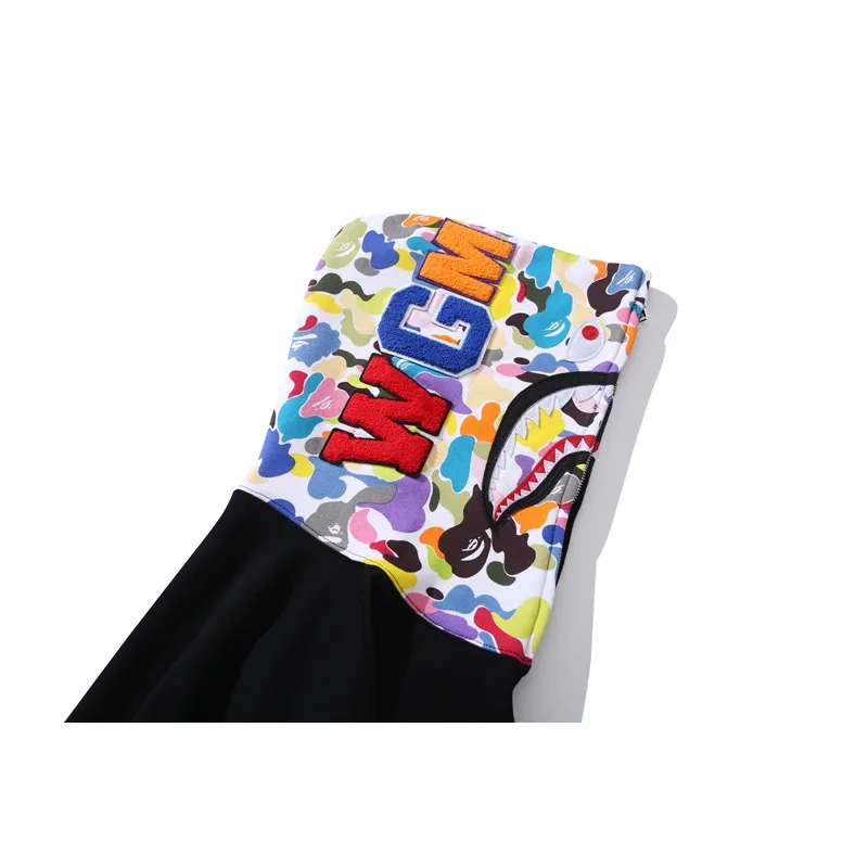 OBO  BAPE Multicolor Camouflage Shark Hoodie Black
