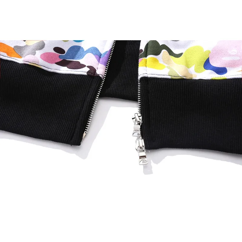 OBO  BAPE Multicolor Camouflage Shark Hoodie Black