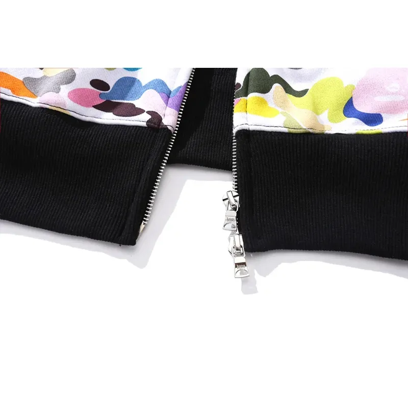 OBO  BAPE Multicolor Camouflage Shark Hoodie Black