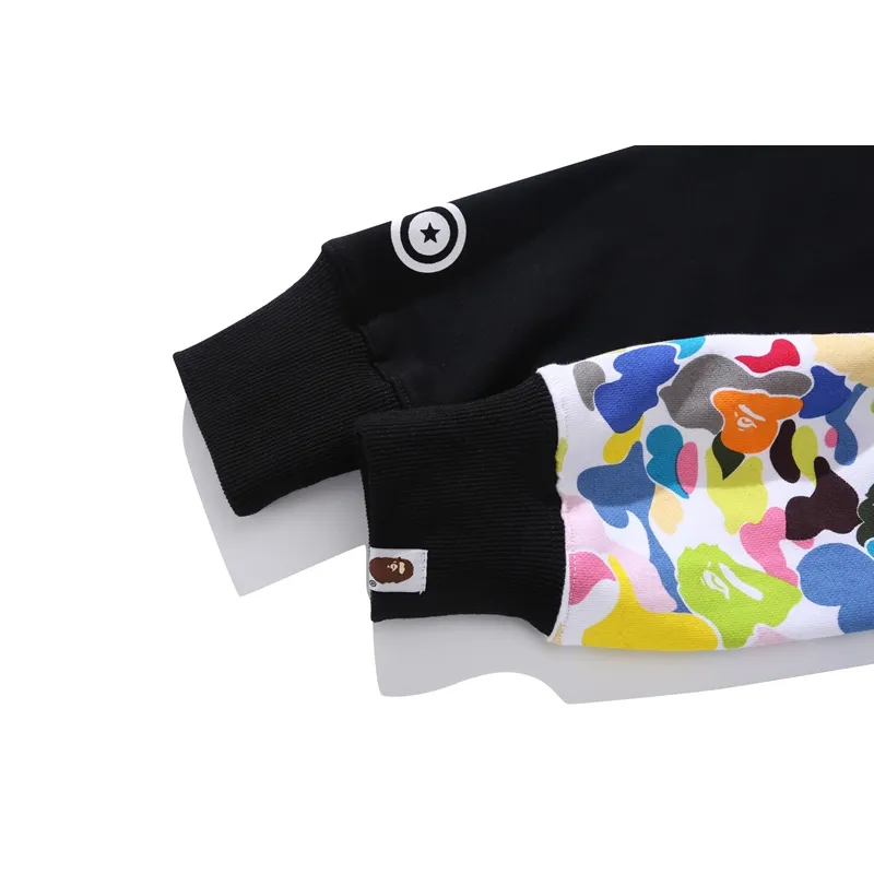 OBO  BAPE Multicolor Camouflage Shark Hoodie Black