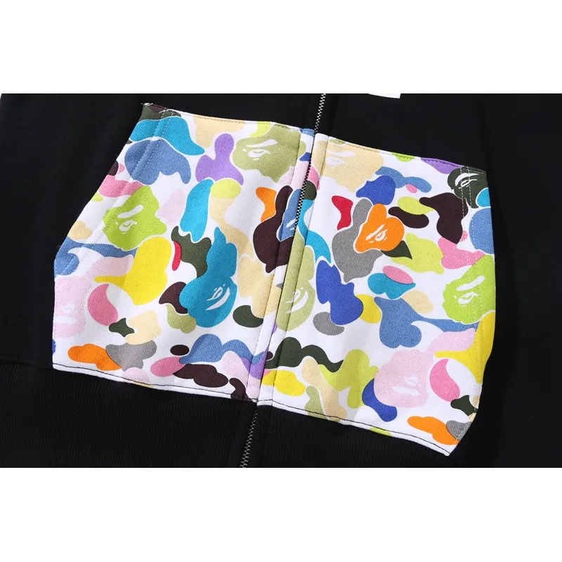 OBO  BAPE Multicolor Camouflage Shark Hoodie Black