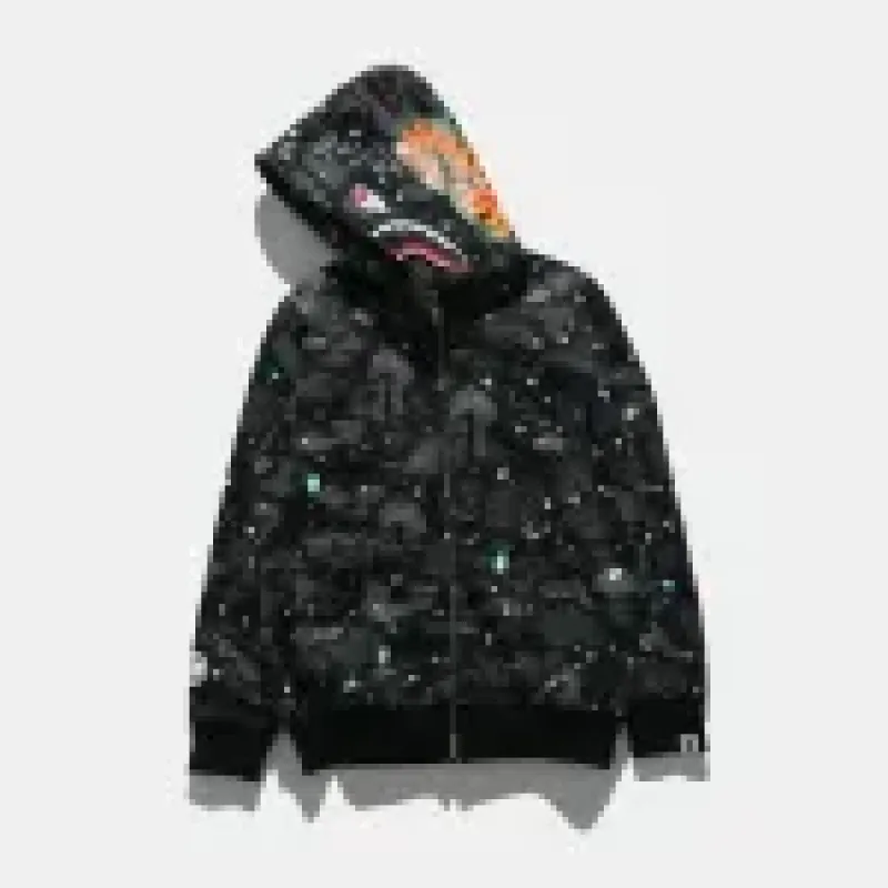 OBO  BAPE Space Camo Shark WGM Full-Zip Hoodie Black