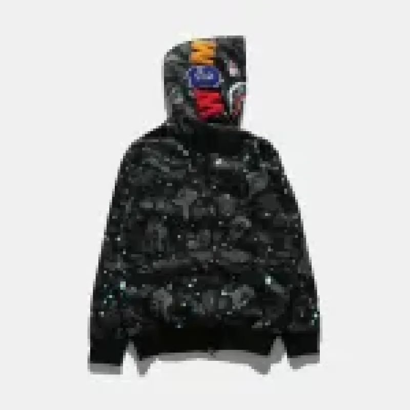 OBO  BAPE Space Camo Shark WGM Full-Zip Hoodie Black