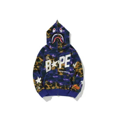 OBO  BAPE x Heron Preston Mix 1st Camo Shark Relaxed Fit Full Zip Hoodie Purple 01