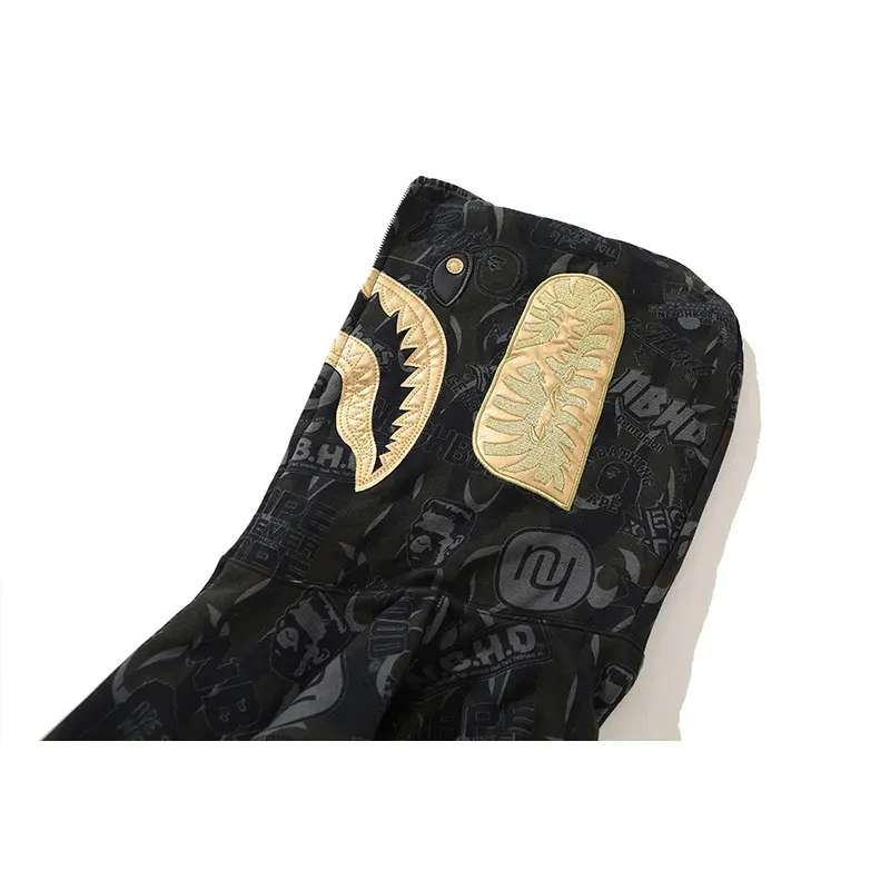 OBO  BAPE x NBHD Skull Black And Gold Hoodie