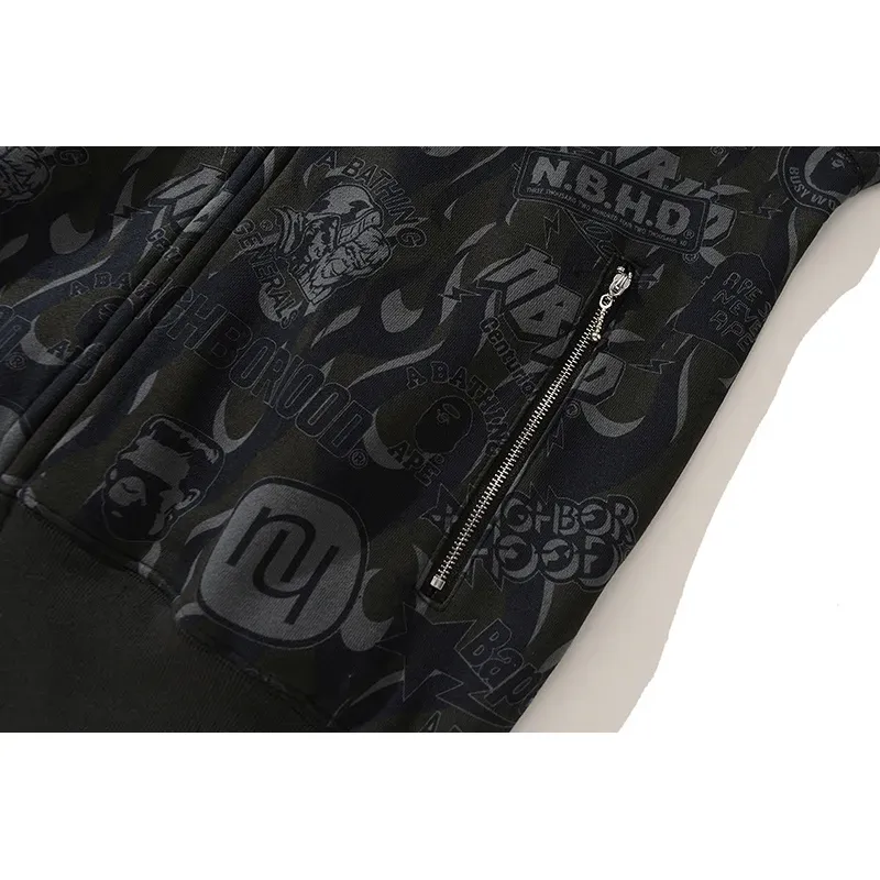 OBO  BAPE x NBHD Skull Black And Gold Hoodie