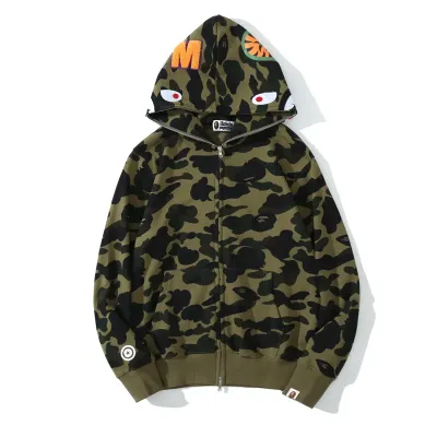 OBO BAPE Cloro Camo Shark Full Zip Hoodie Green 01