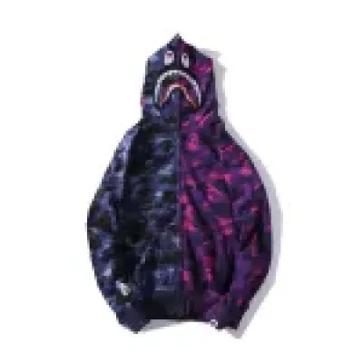OBO BAPE Color Camo 1/2 Shark Full Zip Hoodie Navy Camo 01