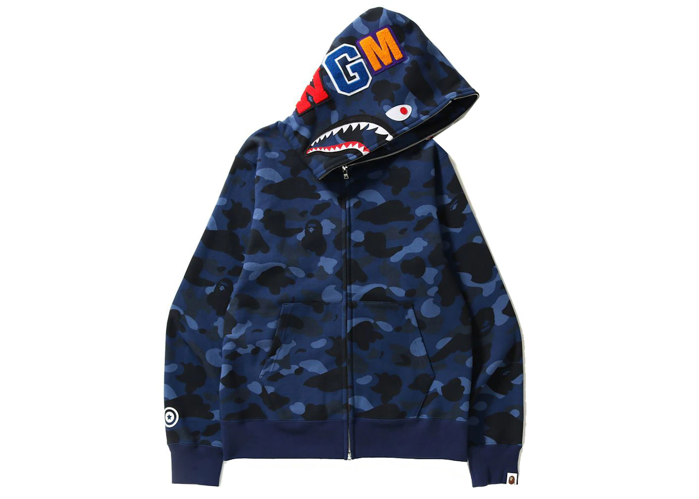 OBO BAPE COLOR CAMO SHARK ZIP HOODIE NAVY