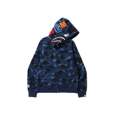 Bape Color Camo Shark Zip Hoodie Navy 01