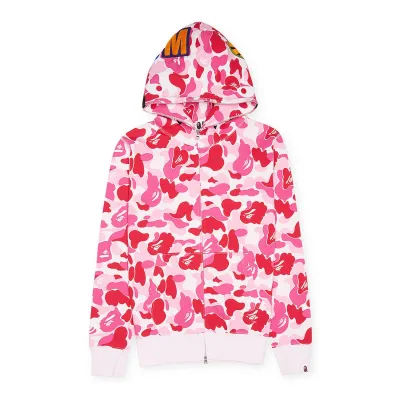 OBO BAPE ABC Camo Shark Full Zip Hoodie Pink 01