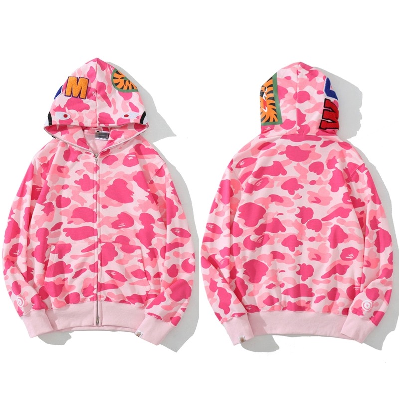 OBO BAPE Color Camo Shark Zip Hoodie Pink