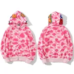 OBO BAPE Color Camo Shark Zip Hoodie Pink