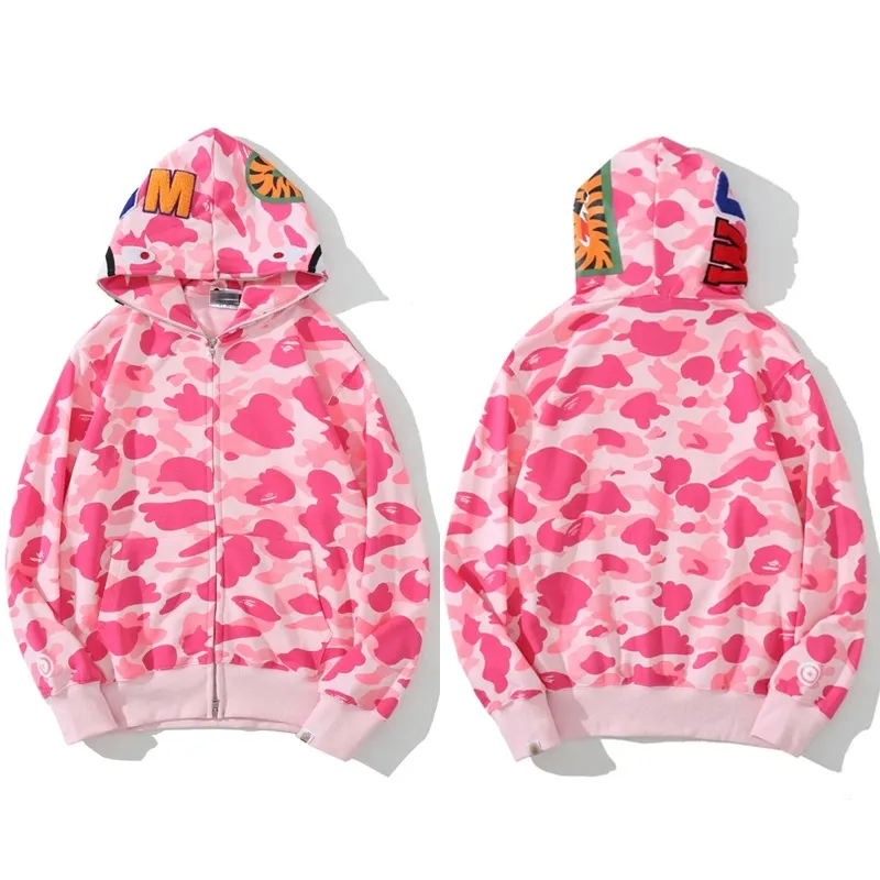 OBO BAPE Color Camo Shark Zip Hoodie Pink