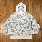 OBO BAPE Space Camo Shark Full Zip Hoodie White