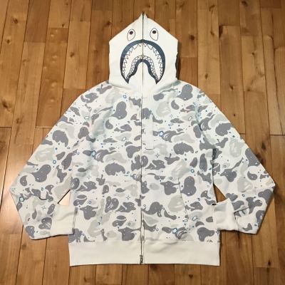 OBO BAPE Space Camo Shark Full Zip Hoodie White 01