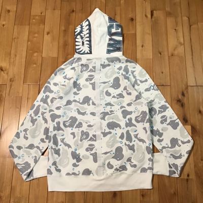 OBO BAPE Space Camo Shark Full Zip Hoodie White 02