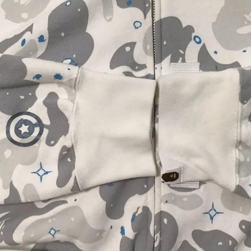 OBO BAPE Space Camo Shark Full Zip Hoodie White