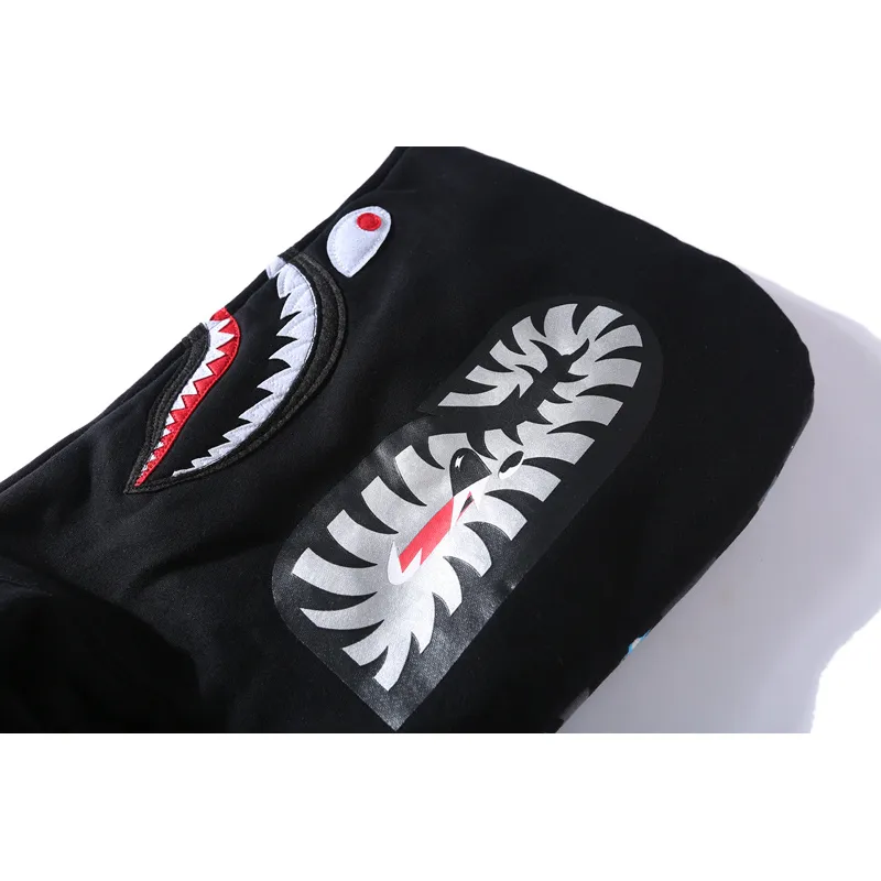 OBO BAPE Space Camo Shark WGM Full-Zip Spliced Hoodie Black & White