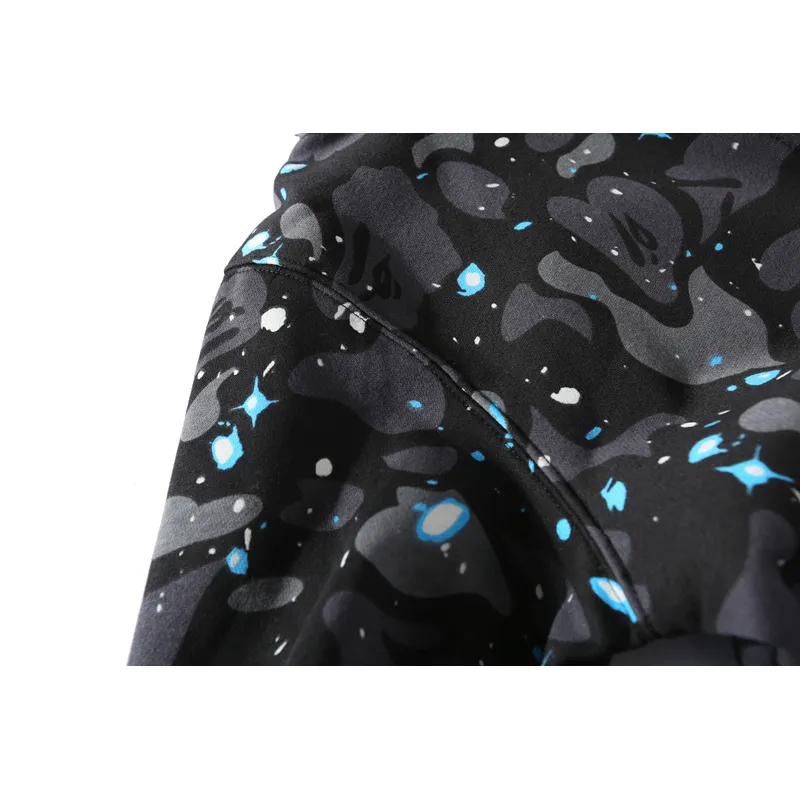 OBO BAPE Space Camo Shark WGM Full-Zip Spliced Hoodie Black & White