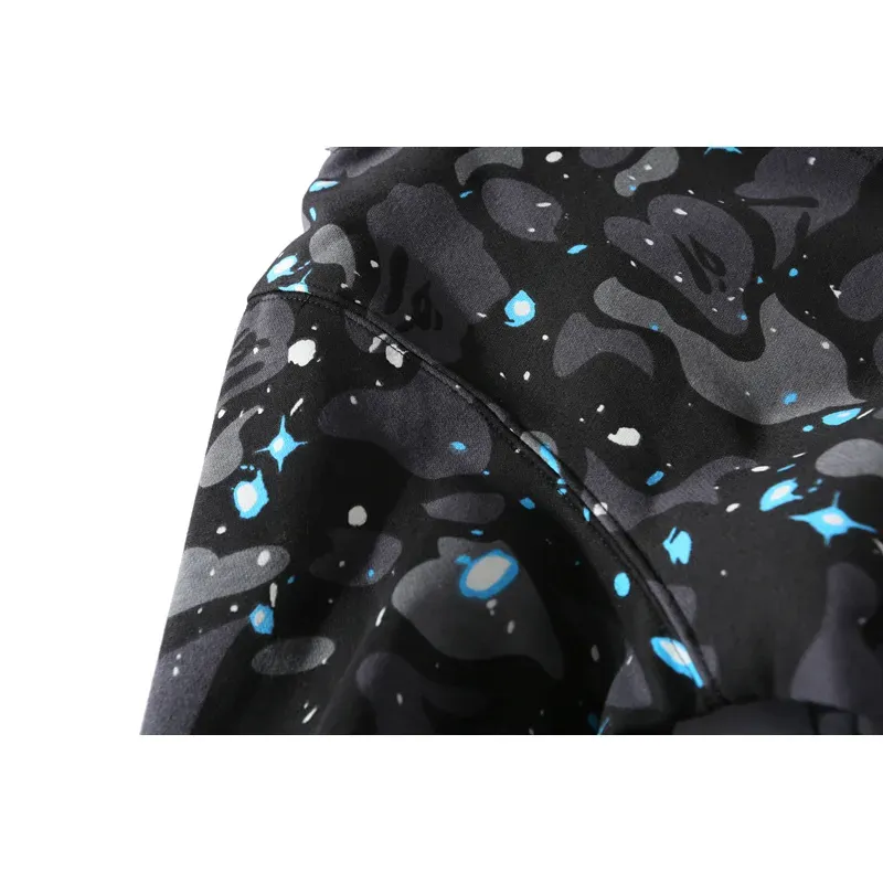 OBO BAPE Space Camo Shark WGM Full-Zip Spliced Hoodie Black & White