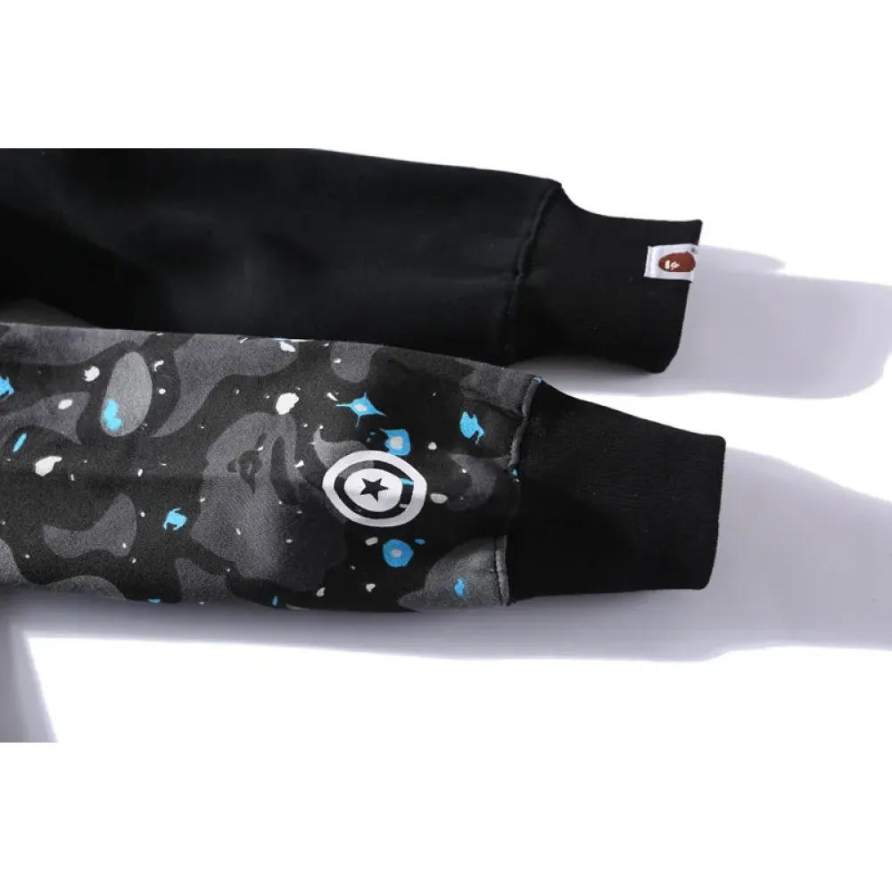 OBO BAPE Space Camo Shark WGM Full-Zip Spliced Hoodie Black & White