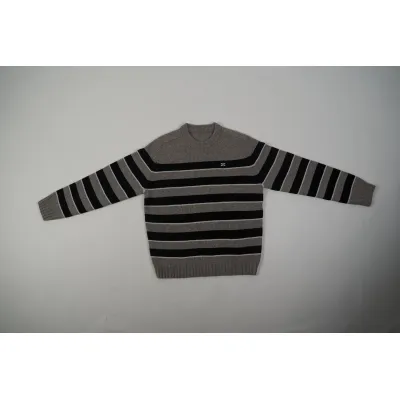 OBO CREW NECK SWEATER IN STRIPED WOOL LIGHT REY/BLACK 02