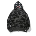 OBO   BAPE Layered Line Camo Shark Full Zip Hoodie Black & Beige