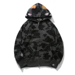 OBO   BAPE Layered Line Camo Shark Full Zip Hoodie Black & Beige