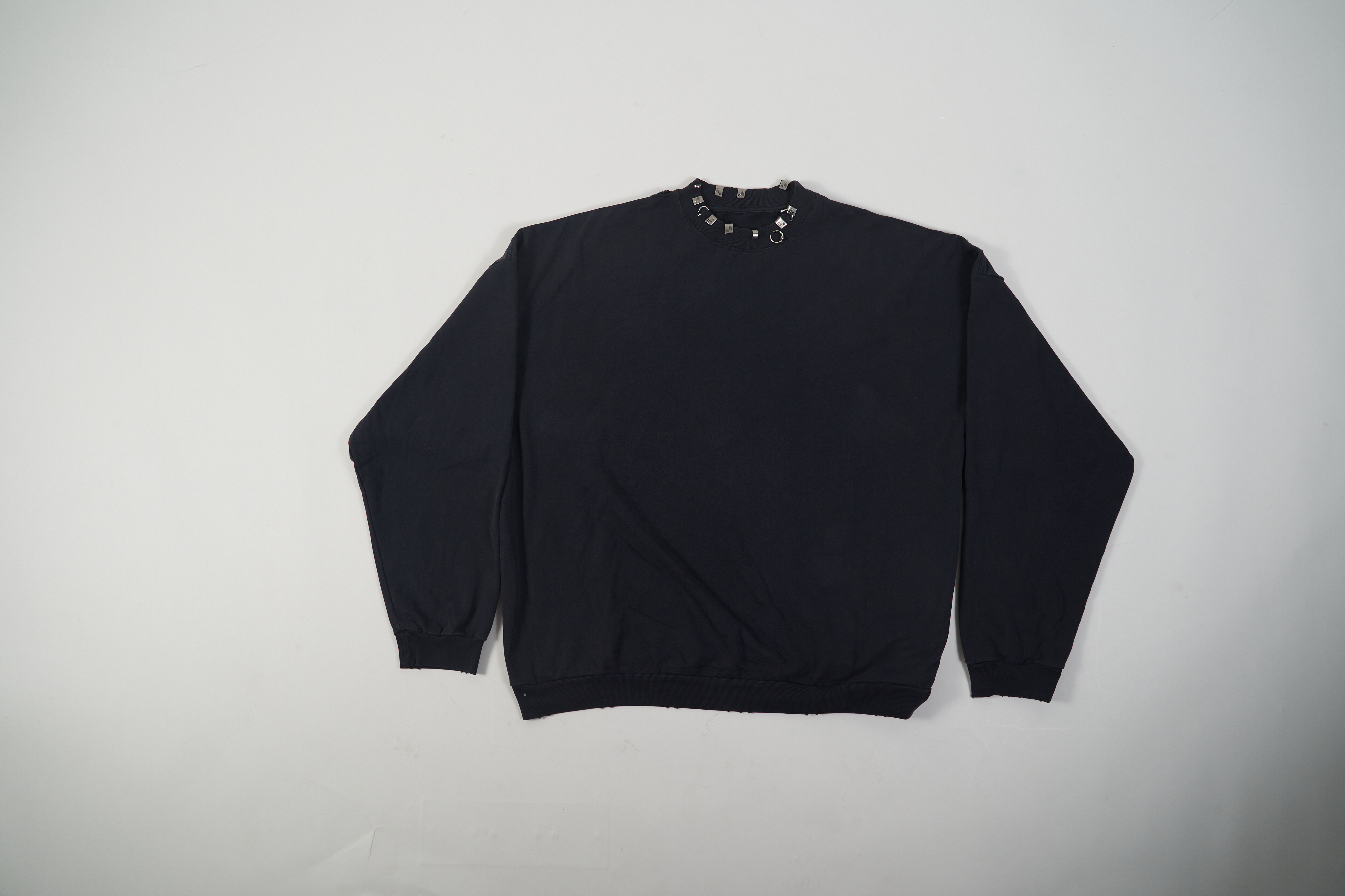 OBO  Pierced Round Sweatshirt Oversized in Black Faded