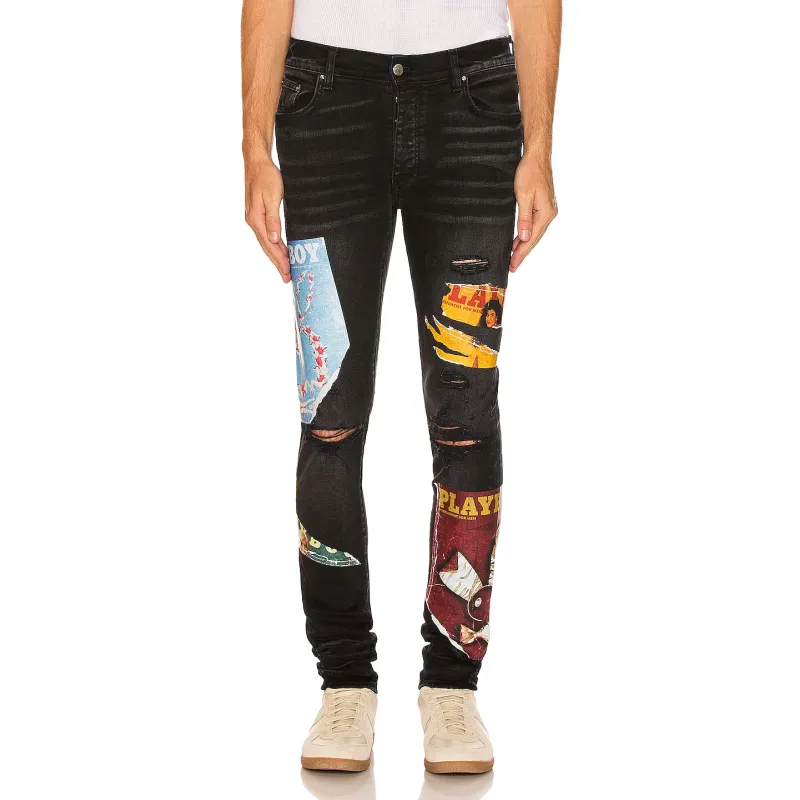 OBO AMIRI Playboy Magazine Skinny JeanAged Black