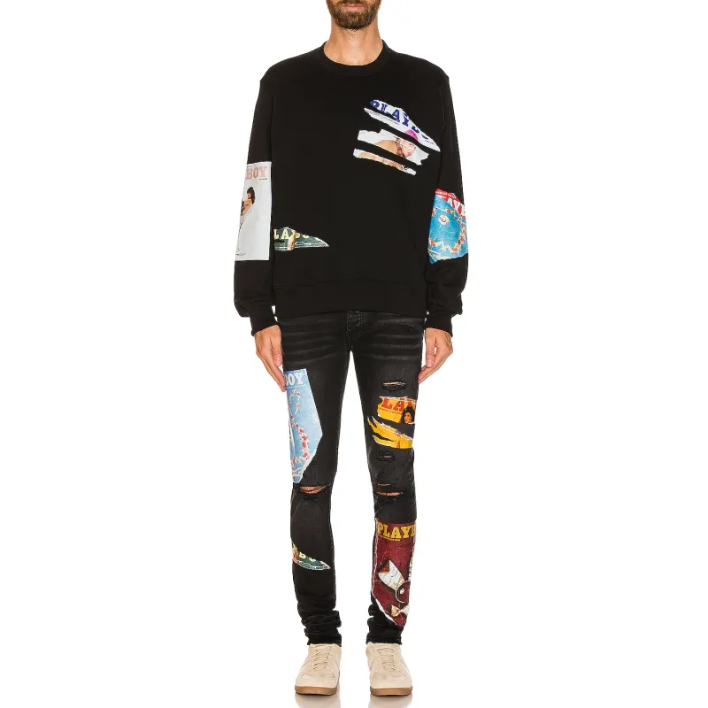 OBO AMIRI Playboy Magazine Skinny JeanAged Black