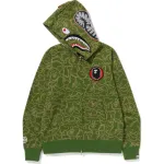 OBO BAPE 30th Anniversary Line Camo Shark Full Zip Hoodie Green