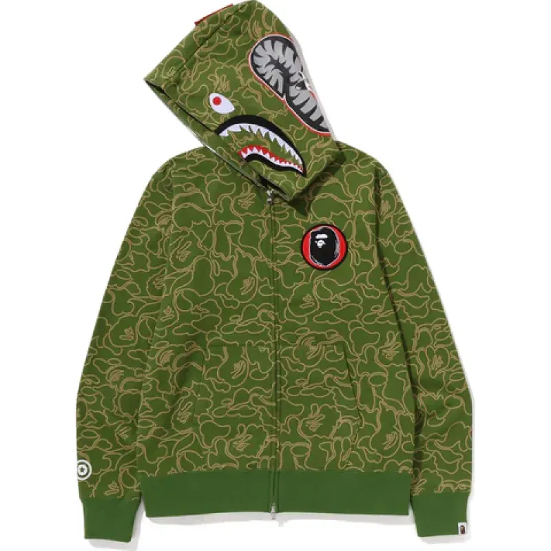 OBO BAPE 30th Anniversary Line Camo Shark Full Zip Hoodie Green
