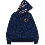 OBO BAPE 30th Anniversary Line Camo Shark Full Zip Hoodie Navy