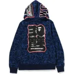 OBO BAPE 30th Anniversary Line Camo Shark Full Zip Hoodie Navy