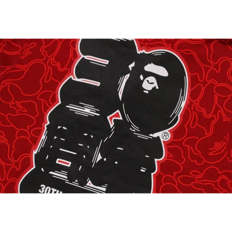 OBO BAPE 30th Anniversary Line Camo Shark Full Zip Hoodie Red