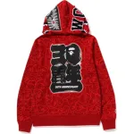 OBO BAPE 30th Anniversary Line Camo Shark Full Zip Hoodie Red
