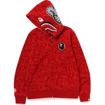 OBO BAPE 30th Anniversary Line Camo Shark Full Zip Hoodie Red 01