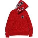 OBO BAPE 30th Anniversary Line Camo Shark Full Zip Hoodie Red
