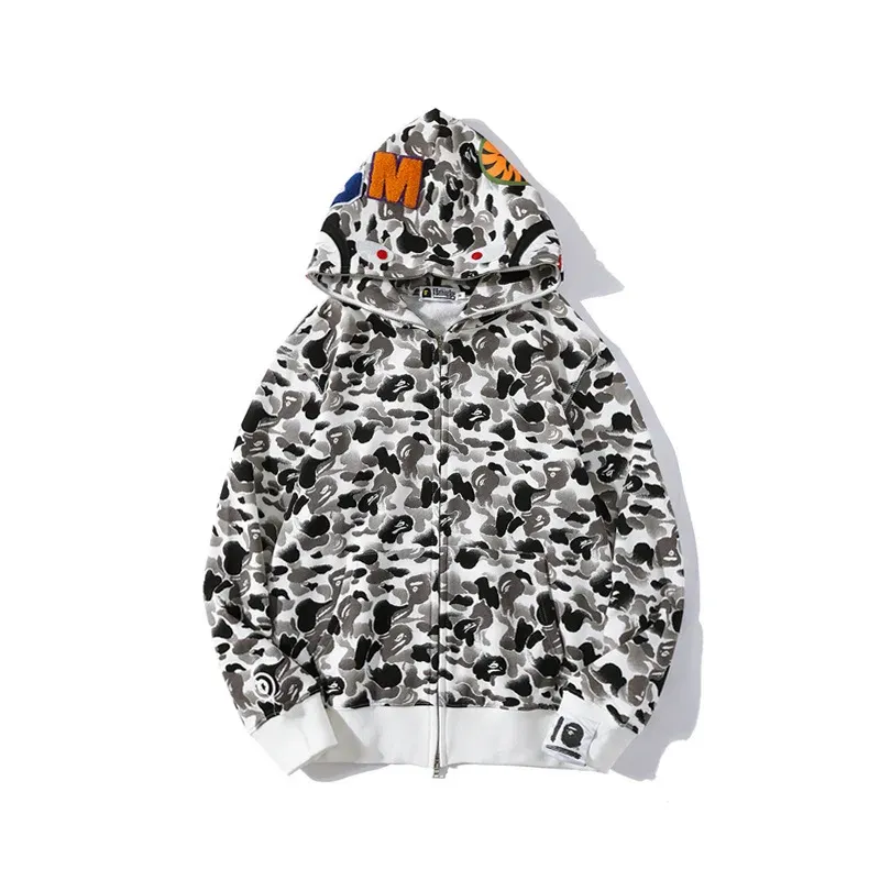 OBO BAPE ABC Camo Double Shark Full Zip Hoodie Grey