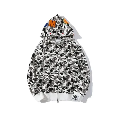 OBO BAPE ABC Camo Double Shark Full Zip Hoodie Grey 01