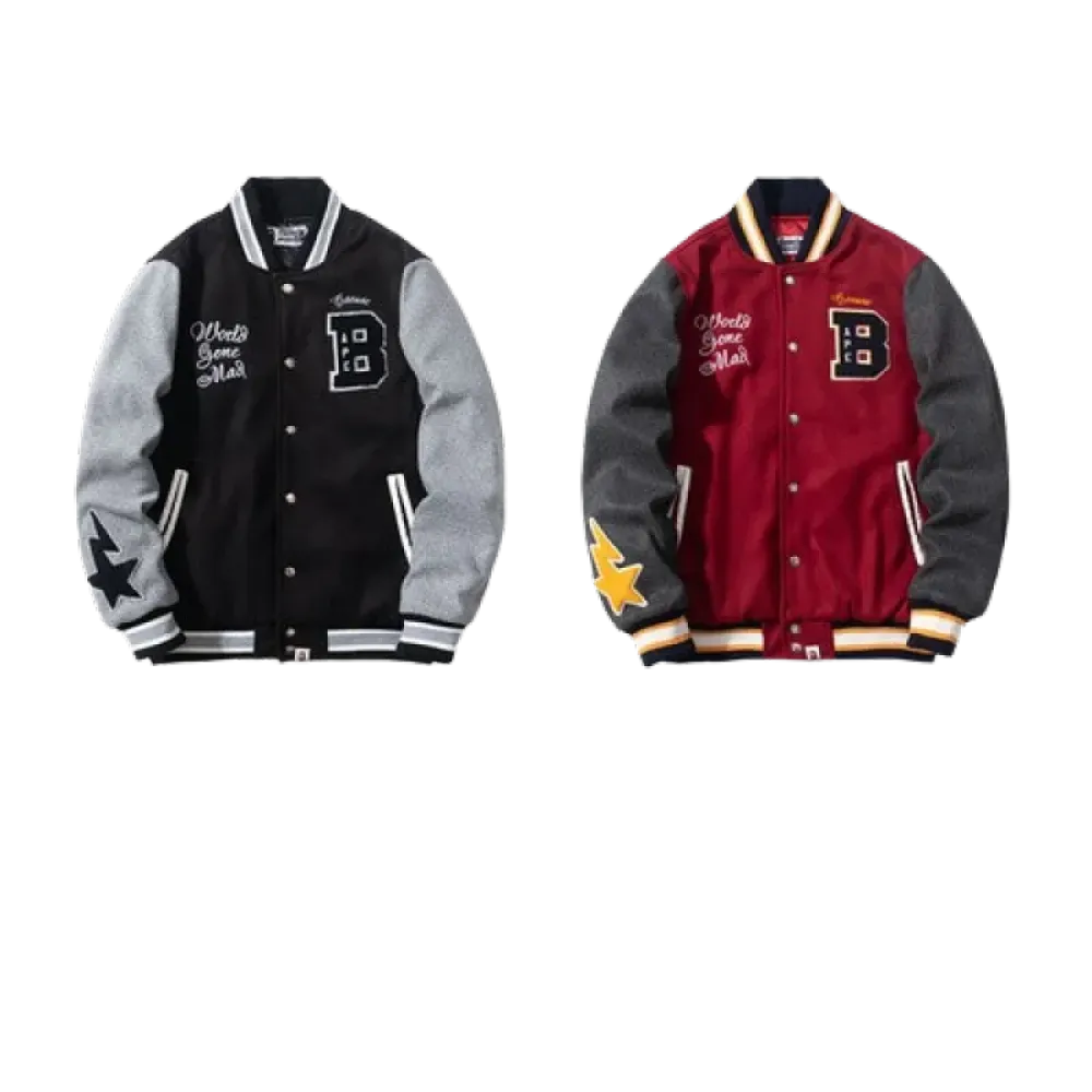 OBO BAPE CREW VARSITY JACKET Black & Red