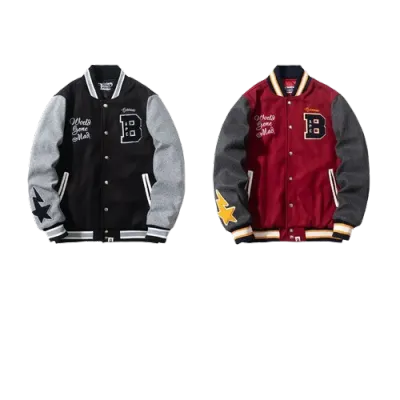 OBO BAPE CREW VARSITY JACKET Black & Red 01