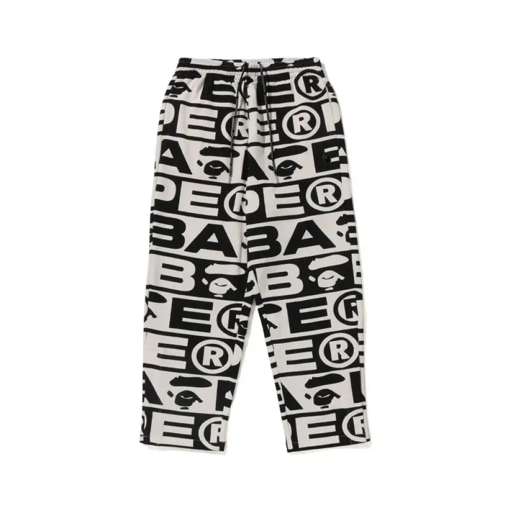 OBO BAPE FW23 Full-Print Letter Series Shark Loose Version Trousers And Sweatpants