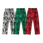 OBO BAPE FW23 Full-Print Letter Series Shark Loose Version Trousers And Sweatpants