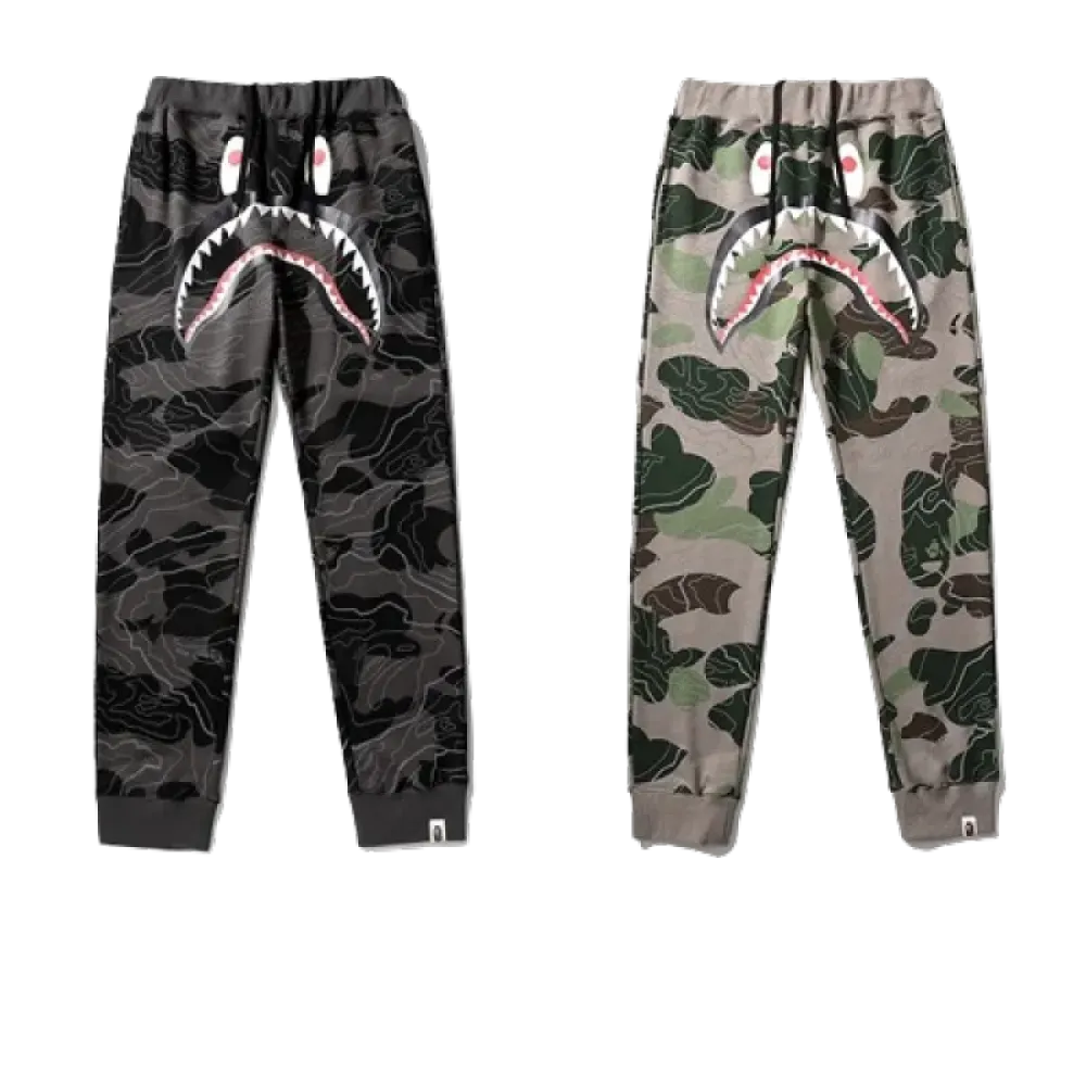 OBO BAPE Layered Line Camo Shark Layered Camouflage Shark Trousers