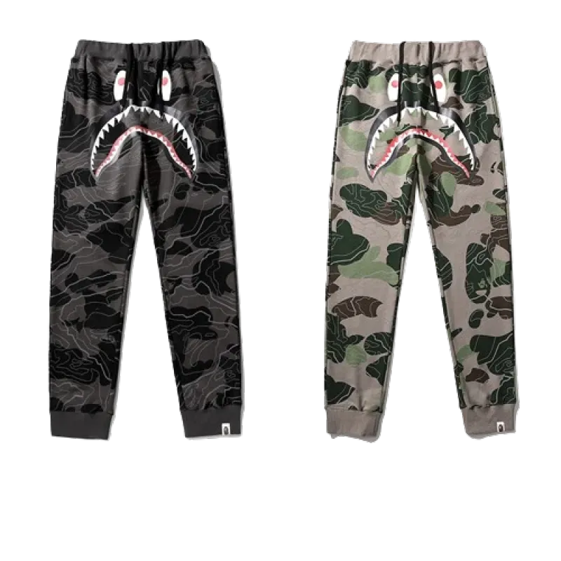 OBO BAPE Layered Line Camo Shark Layered Camouflage Shark Trousers