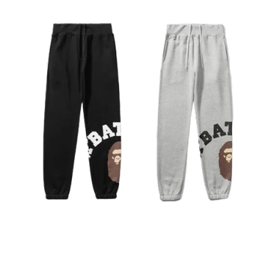 OBO BAPE Letter Print Solid Color Sports Trousers 01
